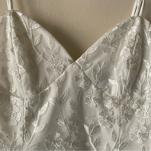 Lulu’s Ivory Floral Embroidered Ruffled Mini Cocktail Dress - Picture 9 of 13